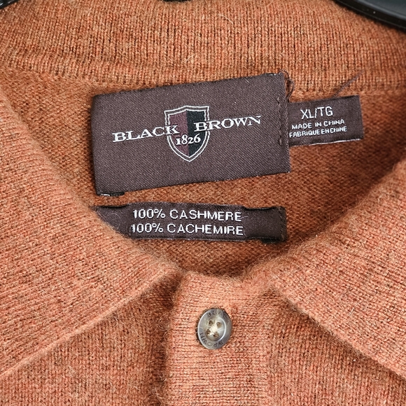 Men's Rust Orange Cashmere Sweater - Picture 3 of 3